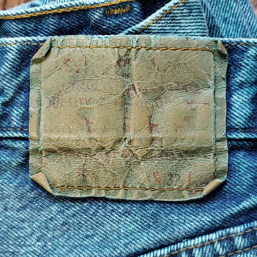 Vintage Levis 501 0675 W32 L34 Teal Overdye button fly red label 80s / 90s - Picture 6 of 16